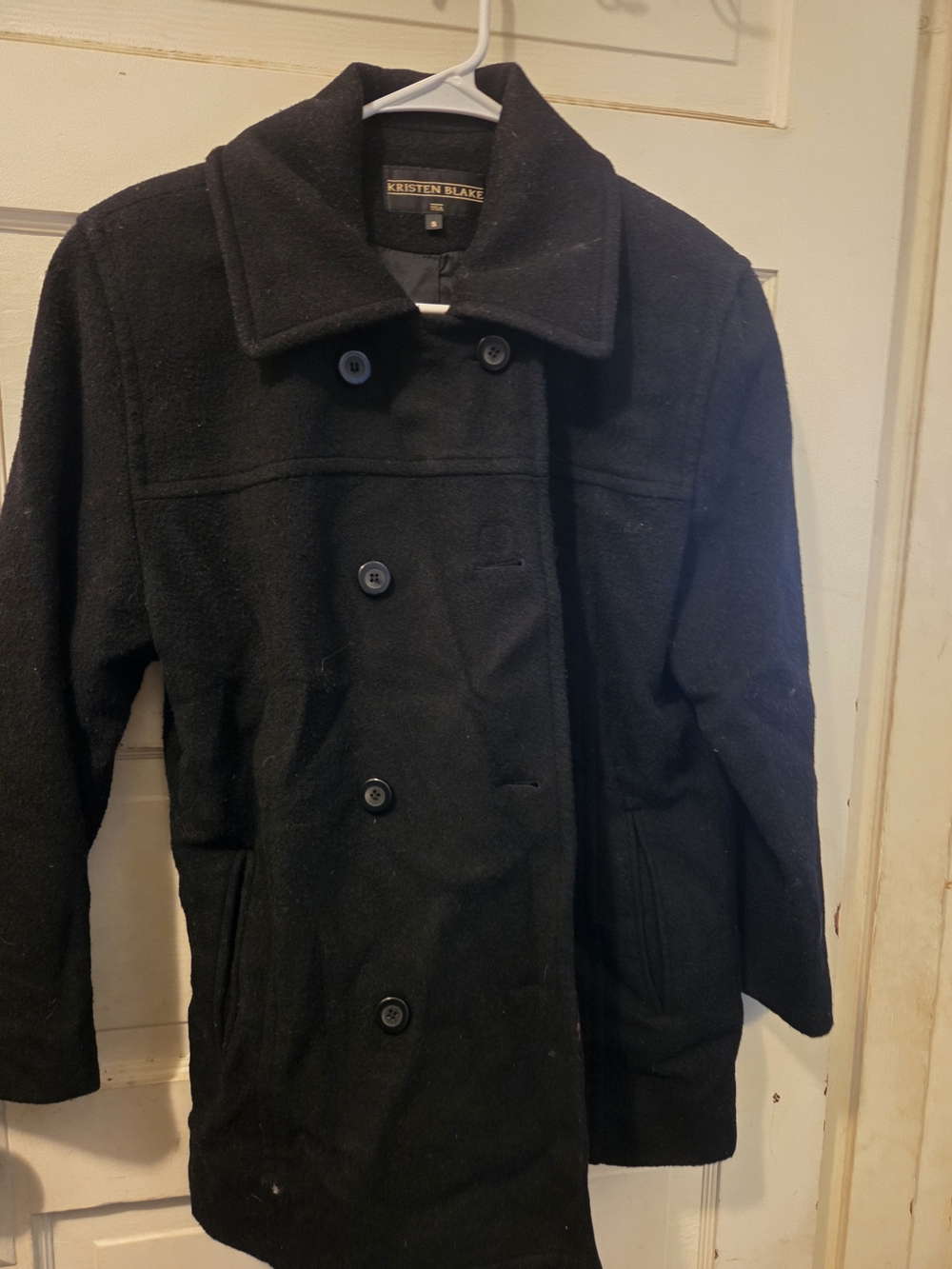 Kristen Blake Black Double-Breasted Women's Pea Coat